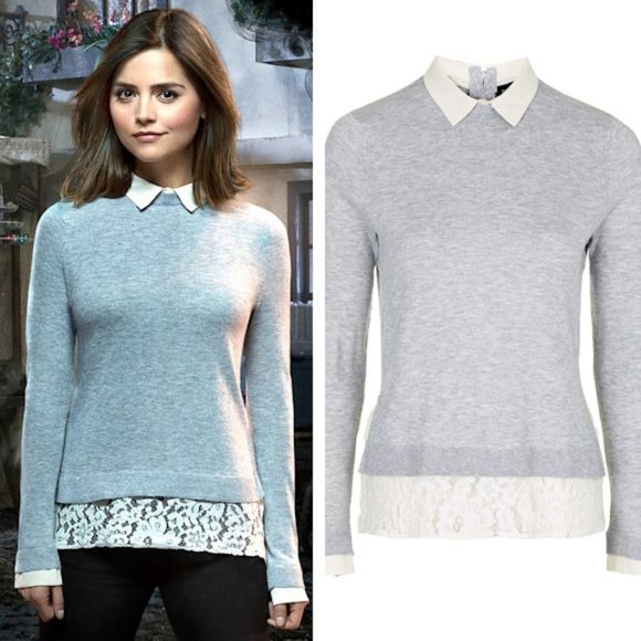 Topshop Lace Hybrid Shirt Sweater Jumper ASO Clara Oswald - Picture 2 of 10